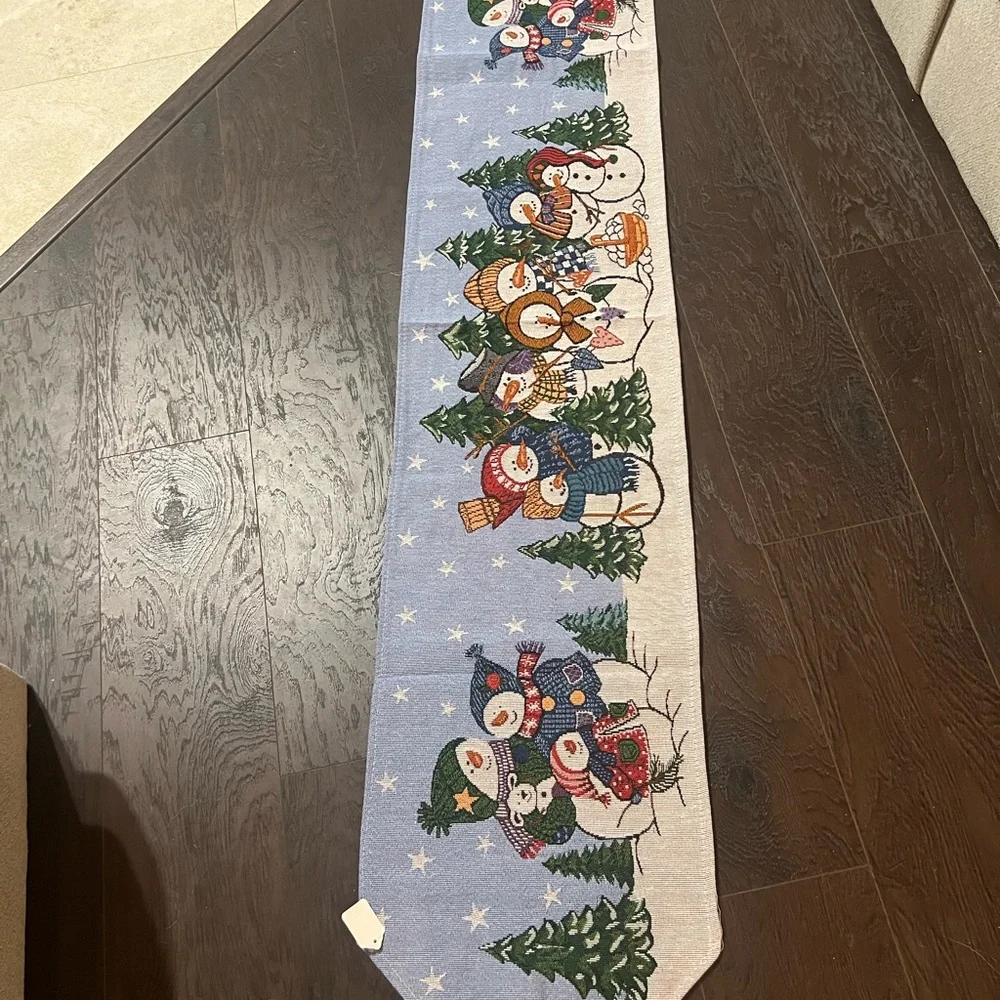 Vintage Festive Snowman Table Runner